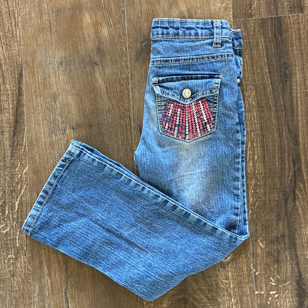 Arizona Jean Company Pink Sequin Straight Leg Jean